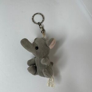 VINTAGE Imperial Toy Corporation Grey Plush Elephant Keychain Charm